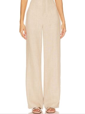 Faithfull The Brand Isotta Linen Pant Women 6 Natural Wide Leg Coastal Lagenlook